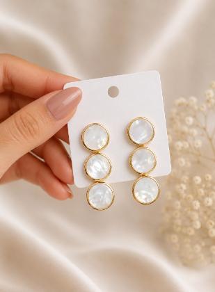 Pearl White Triple Drop Earrings