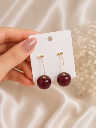 Burgundy Cherry Drop Earrings