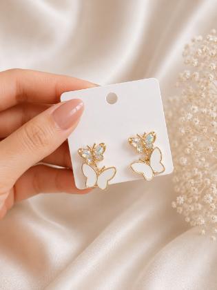 Crystal Butterfly Charm Earrings