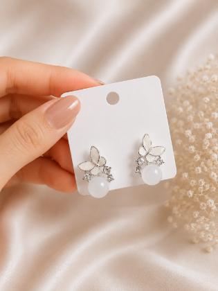Butterfly Pearl Stud Earrings