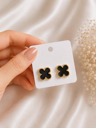 Black Clover Stud Earrings