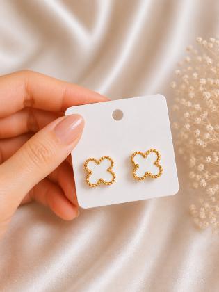 White Clover Stud Earrings