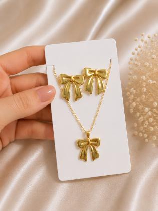 Anti Tarnish Bow Design Jewellery Set
