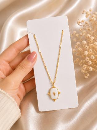 Elegant White Enamel Anti-Tarnish Pendant Necklace