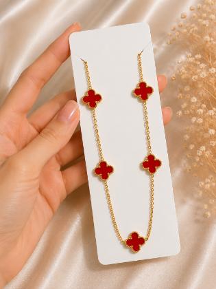 Red Clover Anti Tarnish Station Necklace