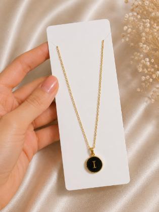 Letter I Black Pendant Antitarnish Necklace