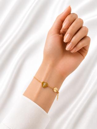 Initial Heart Anti Tarnish Bracelet