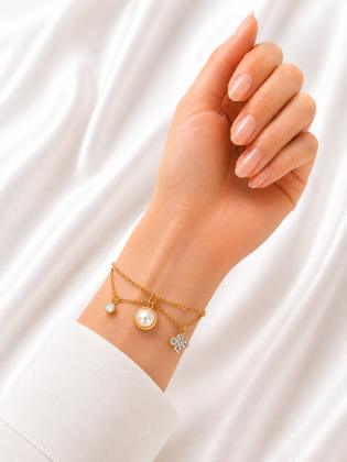 Pearl Crystal Charm Anti Tarnish Bracelet