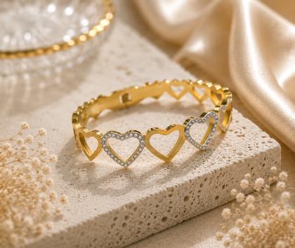 Crystal Heart Antitarnish Stainless Steel Bracelet