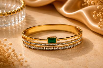 Emerald Crystal Antitarnish Stainless Steel Bracelet