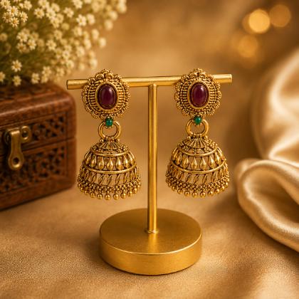 Classic Temple Jhumka Earrings