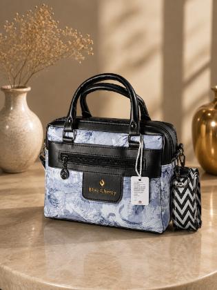 Blue Cherry Floral Premium Handbag
