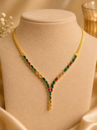 Navarathna Y Drop Necklace - 6 month warranty