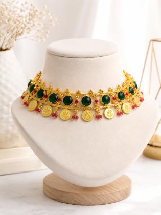 Premium Kashu Palakka Gold Plated Choker - 6 Month Warranty