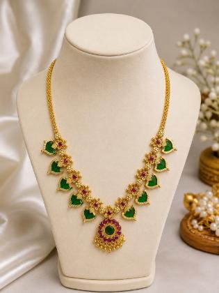 Traditional Palakka Mala - 6 Years Warranty Gold Plated Necklace